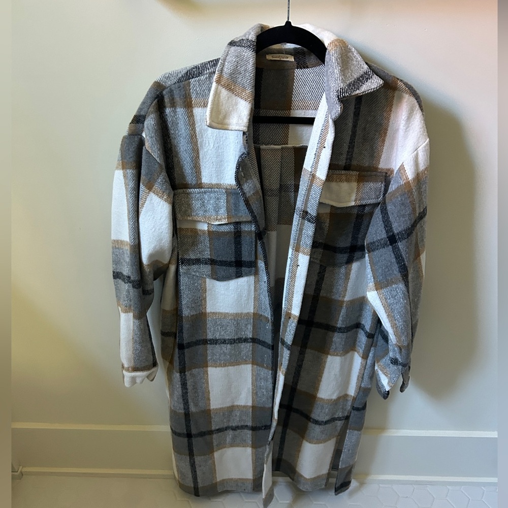 sundayup plaid long jacket